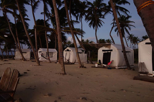 The tents at Lighthouse Reef Basecamp