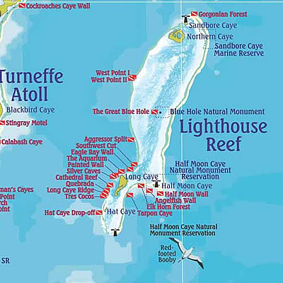 Lighthouse Reef Dive Map